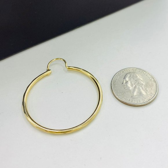 Endless Hoop Earrings Ladies Girls Womens in Gold F Diamond Cut Design 1.75x1.5" - Picture 2 of 7